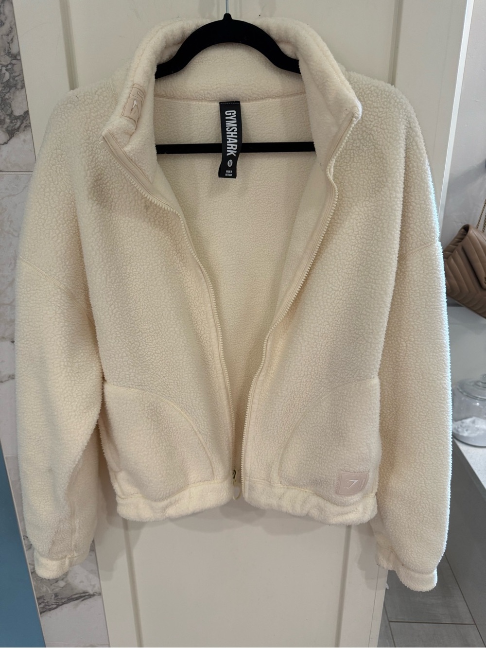 Gymshark Cream Sherpa Fleece Zip Jacket